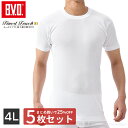【300円OFFクーポン配布】【5枚セットで送料無料25%OFF!】BVD Finest Touch EX 丸首半袖Tシャツ(4L) 綿100% シャツ メンズ...