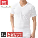 【500円OFFクーポン配布】【5枚セットで送料無料25%OFF!】BVD Finest Touch EX U首半袖Tシャツ(3L) 綿100% シャツ メンズ インナー 下着 肌着 抗菌 防臭大きいサイズ fe314-5p-3l コットン(4)