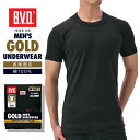 B.V.D. GOLD ブラック 丸首半袖シャツ TOUGH NECK 綿100％ （M/L/LL）単品 インナーシャツ メンズ下着 肌着 無地 男性 黒 コットン　GF023