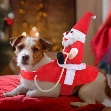 犬 クリスマス サンタクロース 冬 服 コスプレ レッド おもしろグッズ 変装 ペットコスチューム ペット服 パーティー フレンチブルドッグ 猫 小型犬 中型犬 KM562G