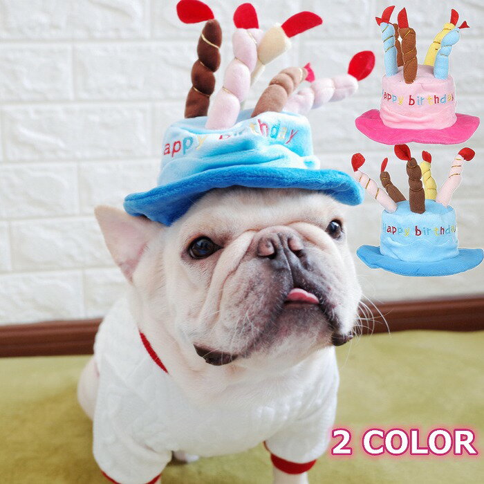 ケーキ（ペット用） 犬 誕生日 バースデー ハット 帽子 ブルー ピンク キャップ 可愛い ペット用 グッズ 犬服 犬用 猫用 冬服 夏服 オールシーズン パーティー コスプレ ケーキ お誕生日 かぶりもの インスタ映え KM569G