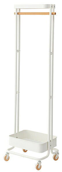 東谷 ハンガーワゴン W50×D36×H156 ホワイト/グリーン スチール(粉体塗装) 天然木(ビーチ) ラッカー塗装 PW-55 [2]