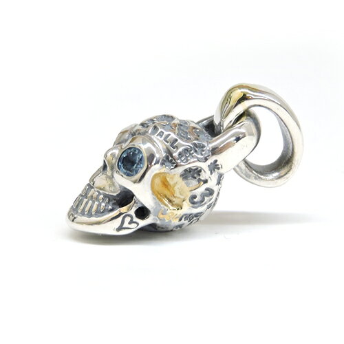 ビルウォールレザー bwl BWL 正規取扱販売店 メンズ ジュエリー シルバーアクセ アメリカ製 マリブ BWL Graffiti Vintage Skull w/GOLD OVERLAR w BLUE TOPAZ グラフィティービンテージスカル ブルートパーズ ロードライトガーネット 金ロウ アクセサリー ギフト プレゼントの商品画像 3