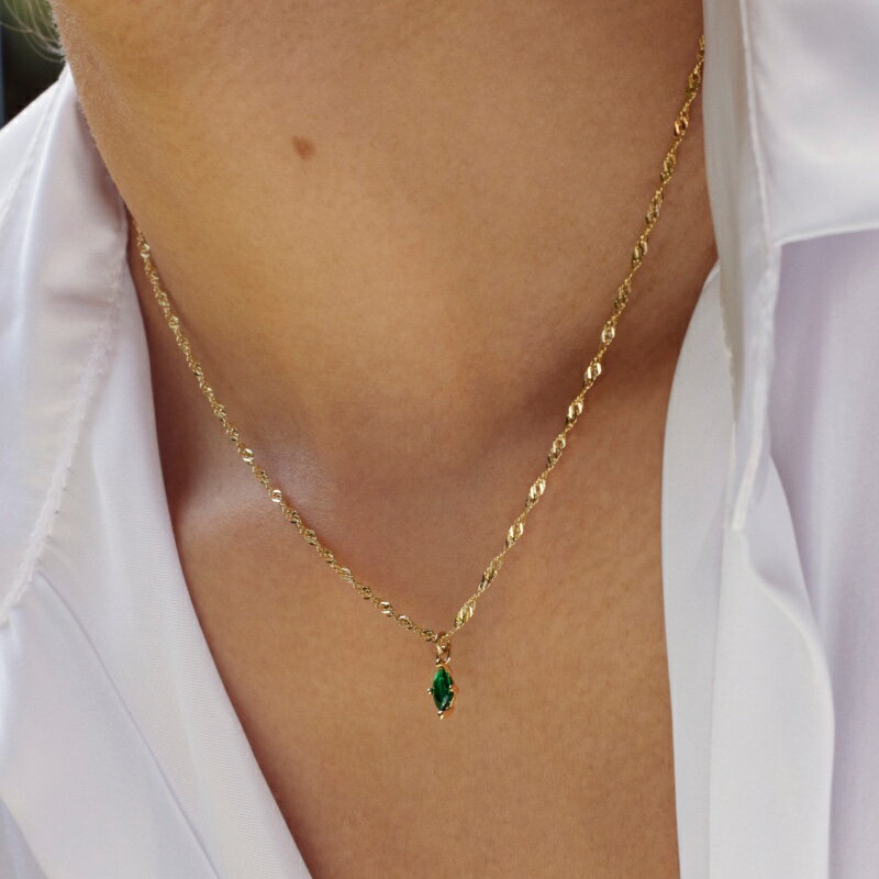 K14 14金 | K14 グリーン マーキーズ デイリー ネックレス | 14K Green Marquise Daily Necklace | a14 | amondz