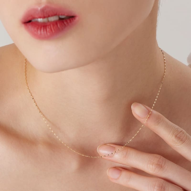 K14 14金 チェーンネックレス | K14 イエロー ゴールド ベーシック レイヤード ブリング チェーン ネックレス | 14K Yellow Gold Basic Layered Bling Chain Necklace | weamondz | amondz