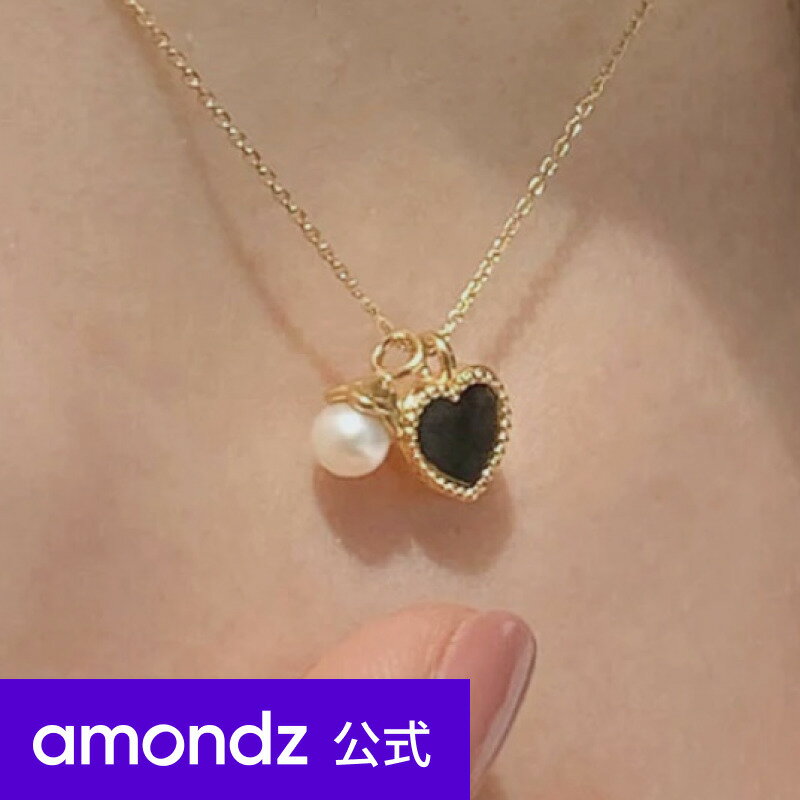 シルバー ネックレス 螺鈿細工 オニキス 真珠 アリス ハート パール ネックレス Alice Heart Pearl Necklace FLOWOOM amondz