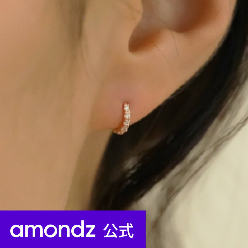 【2/1-4/25 P10倍】K14 14金 フープピアス | K14 フラット ストーン ワンタッチ ピアス [シングル 1個] | 14K Flat Stone One Touch Earring [Single] | weamondz | amondz