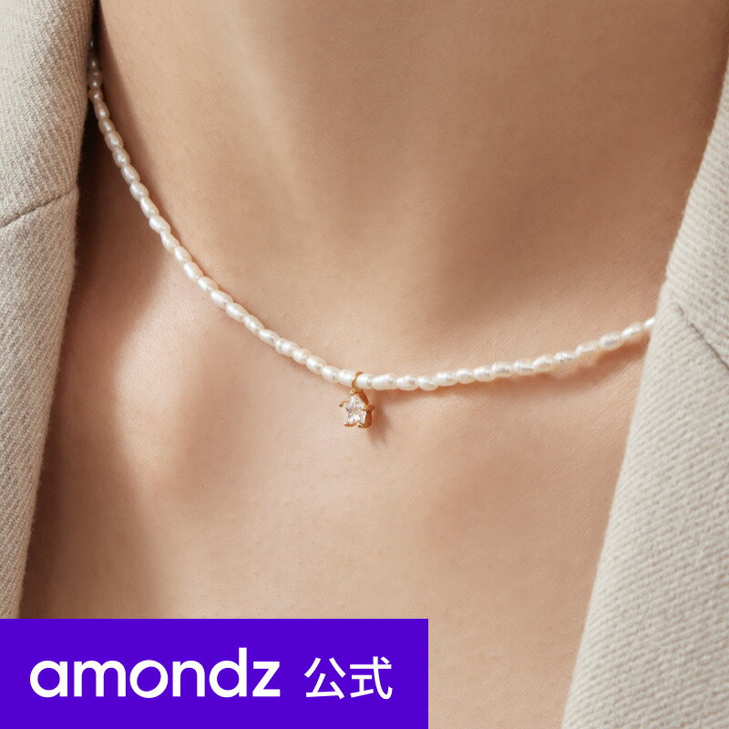 p[lbNX ^lbNX ^ | Vo[ CX p[ X^[ Xg[ lbNX | Silver Rice Pearl Star Stone Necklace | weamondz | amondz