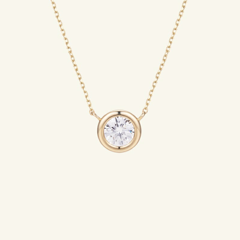 14 | K14 K18 Eh Xg[ x[ y_g lbNX | 14K 18K Round Stone Bezel Pendant Necklace | a14 | amondz