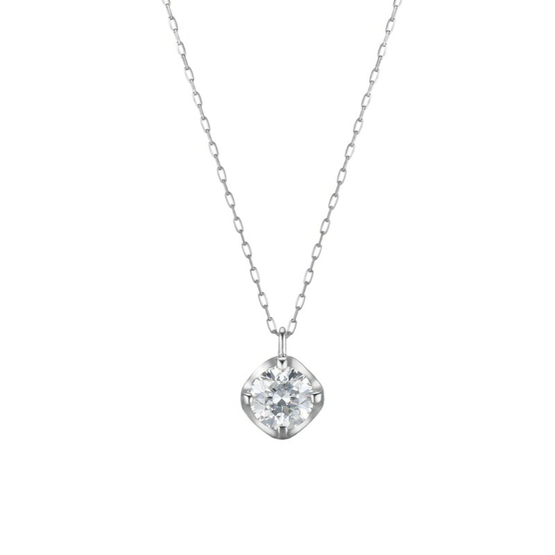 プラチナ K18 天然 ダイヤモンド 4プロン クラウン ネックレス Platinum 18K Natural Diamond 4 Prong Crown Necklace amondz W amondz