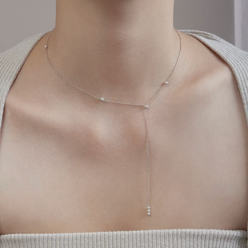 シルバー カッティング スライド ボール ネックレス | Silver Cutting Slide Ball Necklace | weamondz | amondzのサムネイル