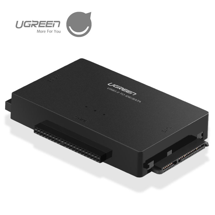 UGREEN USB 3.0 Sata IDE交換アダプタ2.5" 3.5" SATA HDD SSD IDE ドライブに対応 12V 2A 電源アダプタ付き ブラック 新品 1年保証 30353 US160 TH UG