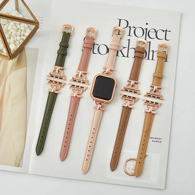 アップルウォッチ 9 SE バンド 女性 Apple Watch Ultra バンド 45mm 革 レザー ベルト 40mm 44mm 本革 スリム 細身