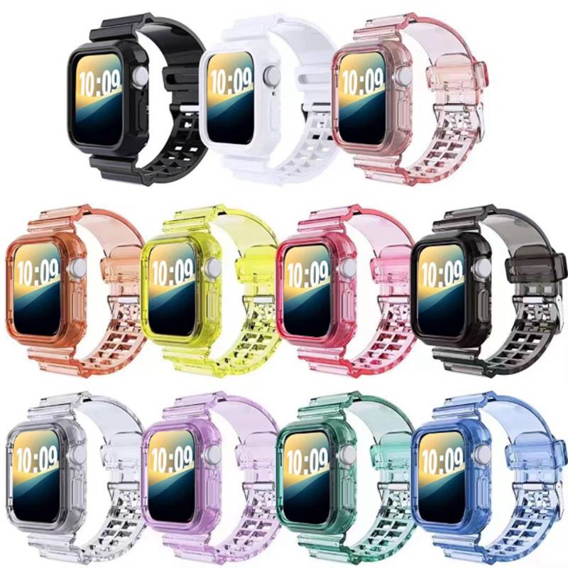 対応機種：apple watch　10代（42mm/46mm）apple watch ultra 1代 2代（49mm）apple watch 9代 8代 7代 (41mm/45mm)apple watch4.5.6.se se2代 (40mm/44mm)apple watch1.2.3代 (38mm/42mm)こちらの商品は交換用ベルトのみです。腕時計本体は付属しておりません。【高品質素材】上質なTPU素材を採用して作ったapple watch バンド、着心地がよくて通気性抜群、快適に肌になじみ、手首の肌をより良く保護することができます。バンドは変形しにくいし、日常には水洗い可能です、スポーツ、及び日常的な使用に最適です。【一体型設計】一体型透明なデザイン、高級感と通気性を兼ね備えて、お世話になっている方やご友人へのギフト、お祝いや誕生日のプレゼント、父の日の贈り物としても適。【通気性抜群】Apple Watch バンドは多数の通気孔を設計されて、軽量化と通気性の向上に役立ちます。夏場や長袖を着る季節の時、通気穴によって手首とバンドの間に汗が溜まりにくく、蒸れて不快な肌触りを寛げます。【装着簡単】Apple Watch バンド両端のアダプタは特殊加工され、取り外しと取り付けは簡単で、数秒内スムーズに装着できます。【ご注意】製造ロットにより、細部形状の違いなどに多少の誤差が生じます。多少の傷、汚れ、色剥げ等がみられる場合がございます。商品のお色は撮影時の環境、ディスプレイの発色などにより実物と多少の違いが生じることがございます。予めご了承下さいませ。代金引換決済はご利用いただけません。配送日時のご指定はできません。簡易梱包で発送させていただきます。住所不備、送付先間違い、部屋番号の記入漏れなどにより、商品が返送された場合には、再発送料金を別途ご負担いただきます。予めご了承の上、ご注文くださいますようお願い致します。