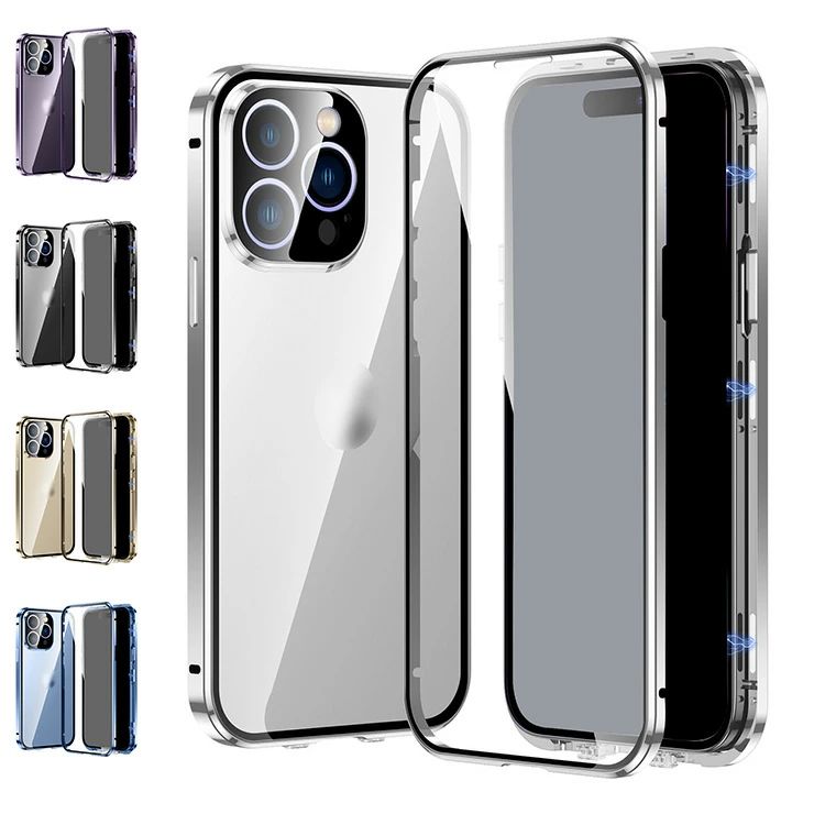 Rakuten - iPhone17 バンパー アルミ ケース 耐衝撃 クリア 透明 両前後強化ガラス マグネット式装着 iPhone17 Airケース iPhone17 Proケース iPhone17 Pro Maxケース iPhone16ケース 耐衝撃 クリア 透明 両前後強化ガラス マグネット式装着iPhone16 Proケース