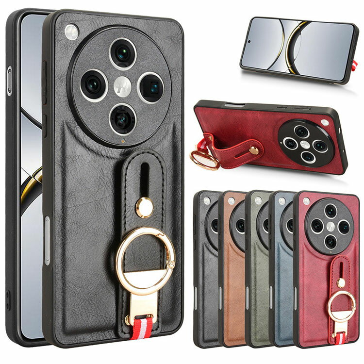 Rakuten - OPPO Find X8 Find X8 Pro ケース 耐衝撃 カバー CASE TPU&PUレザー素材 2重構造 レザー調 リング付き スタンド機能 持ちやすい 衝撃防止 手触り抜群 軽量 薄型 レディース かわいい 耐衝撃カバー ストラップ付き 肩掛け ネックストラップ ソフトカバー 背面カバー