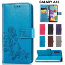 Galaxy A41 ケース SC-41A SCV48 手帳型 四葉クローバー 幸運 かわいい ストラップ付き Galaxy A41 カバー おしゃれ 花柄 ラッキー レザー カード収納 ギャラクシー A41 ケース 手帳型 革 花柄 耐衝撃 頑丈 Ga