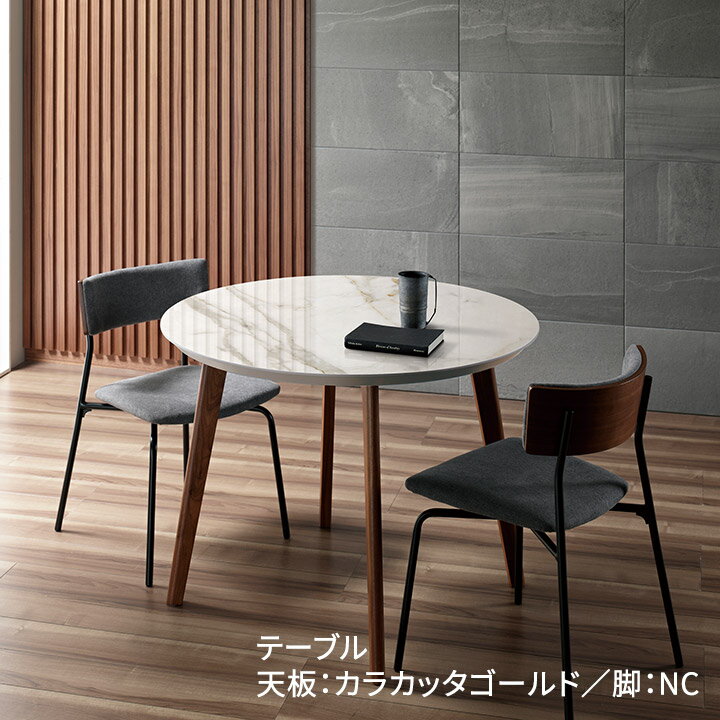 ダイニングテーブルセット Case001 98cm 椅子 2脚セット ダイニングセット ダイニングテーブル ダイニングチェア 円形 2人掛け インテリア チェア モダン 大理石調 アイアン脚 グレー パモウナ IKA 退刃性 耐熱性 カフェ風 配送組立設置無料 納品日指定可能 [2]