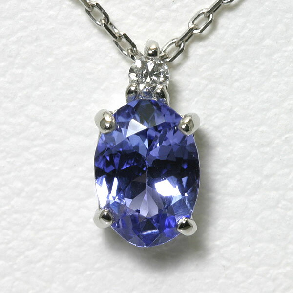 タンザナイト ネックレス 0.6ct オーバル プラチナ ペンダントネックレス 12月 誕生石 大粒 tanzanite oval necklace