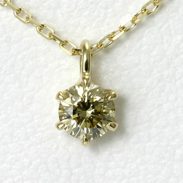 Heart - 【ポイント2倍】天然イエローダイヤモンド ネックレス 0.2ct K18 【送料無料】0.223ct ソーティング付 FANCY GREENISH BROWNISH YELLOW 18K 18金 ダイヤ ネックレス yg 一粒 ダイヤモンド レディース