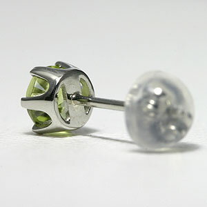 ペリドット メンズピアス プラチナ 片耳用【送料無料】【Men's pierce present】 8月誕生石 男性用 一粒ピアス シンプル プレゼント
