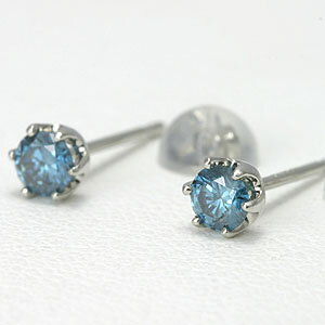 ブルーダイヤ ピアス Pt900 TOTAL0.2ct 【送料無料】レディース blue diamond pierce 一粒 ブルーダイヤモンド ピアス メンズ 両耳 プラチナ