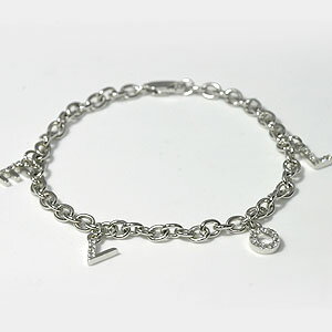 LOVEチャーム ブレスレット シルバー ＆ キュービック【送料無料】レディース 17cm シルバー925 ブレスレッド