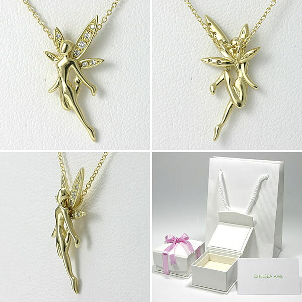 CHELSEA Ave.のフェアリー ダイヤネックレス K18ゴールド【送料無料】diamond fairy necklacek18 18金 妖精 天使｜アングル3
