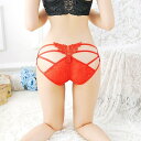 【ランジェリー用品】バラ模様デザイン セクシーショーツ レッド TS634