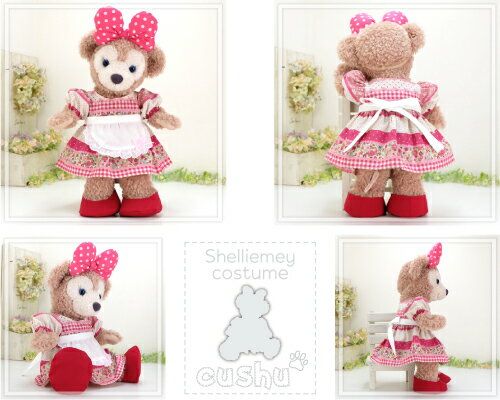 シェリーメイ 洋服 コスチューム ぬいぐるみ用 服 着せ替え Sサイズ かわいい ディズニー シー くま Duffy Shelliemey 【301s ワンピースとリボンとエプロンとバレエシューズの4点セット】