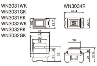 Panasonic◆WN3032WKフルカラー埋込パイロットランプ（電圧検知型）（白）200V用