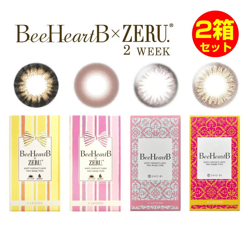 2箱セット カラコン ビーハートビー ツーウィーク Bee Heart B 2week／Bee Heart B 2week by ZERU. 1箱6枚 度あり 度なし 201-BR 206-BR 301-CB 302-PB BHB ナチュラル ヌード ハーフ カラーコンタクト リングカラコン サークルレンズ ZERU ゼル Rビーハートビー