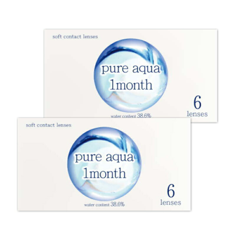 2箱セット ピュア アクア ワンマンス 1箱6枚 1ケ月使い捨て 近視用 ソフトコンタクトレンズ クリアコンタクトレンズ -0.50〜-10.00 BC:8.7mm DIA:14.0mm (1ヶ月使い捨て ソフトコンタクト)のサムネイル
