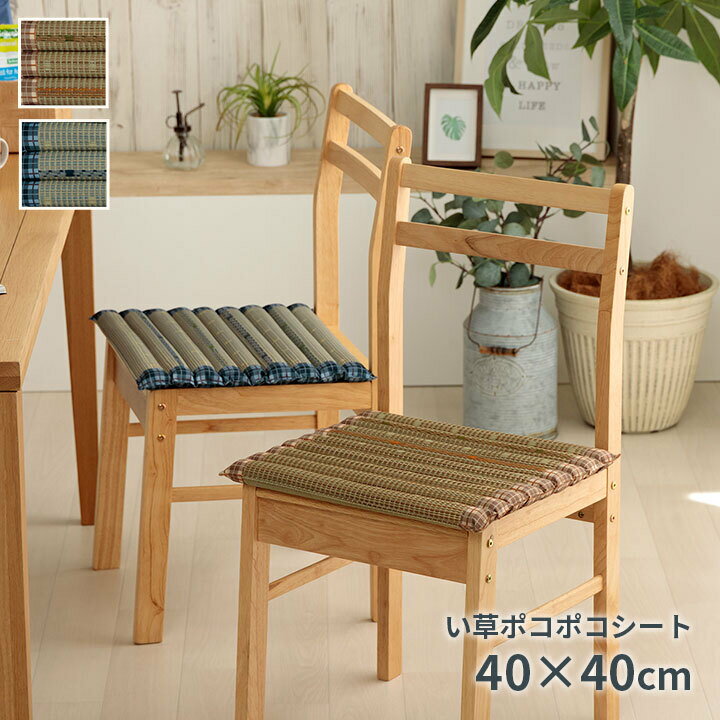 リープ い草ポコポコシート 約40×40cm クッション シート 天然素材 チェック柄 さらさら 涼