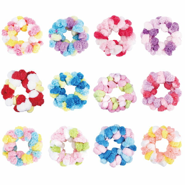 カラフルもこもこシュシュ3（sy4486） 24個セット