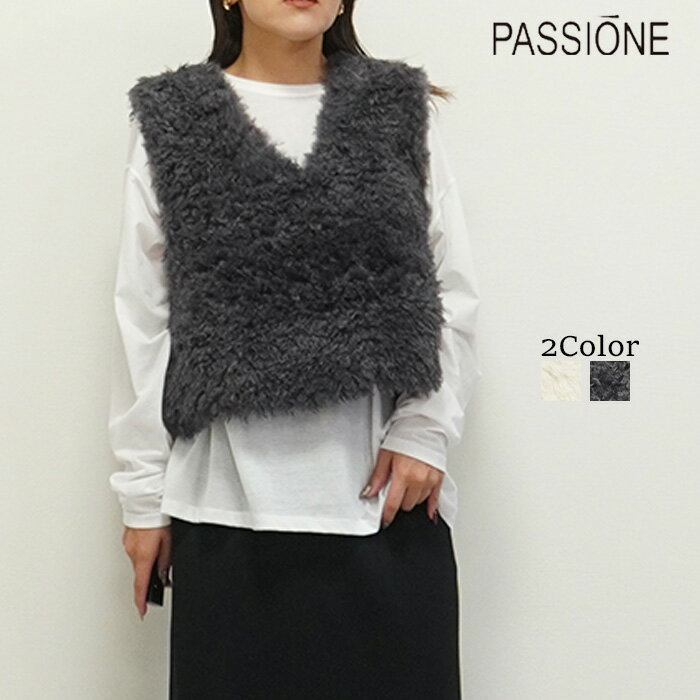 【予約】【10月中旬～下旬入荷予定】PASSIONE パシオーネ ファーベスト ファー ベスト ショート丈ベスト ショート丈ファーベスト ジレ ビスチェ ファージャケット ノースリーブ レディース 秋冬 秋 冬 ショート丈 もこもこ ふわふわ ふんわり カジュアル 436954のサムネイル
