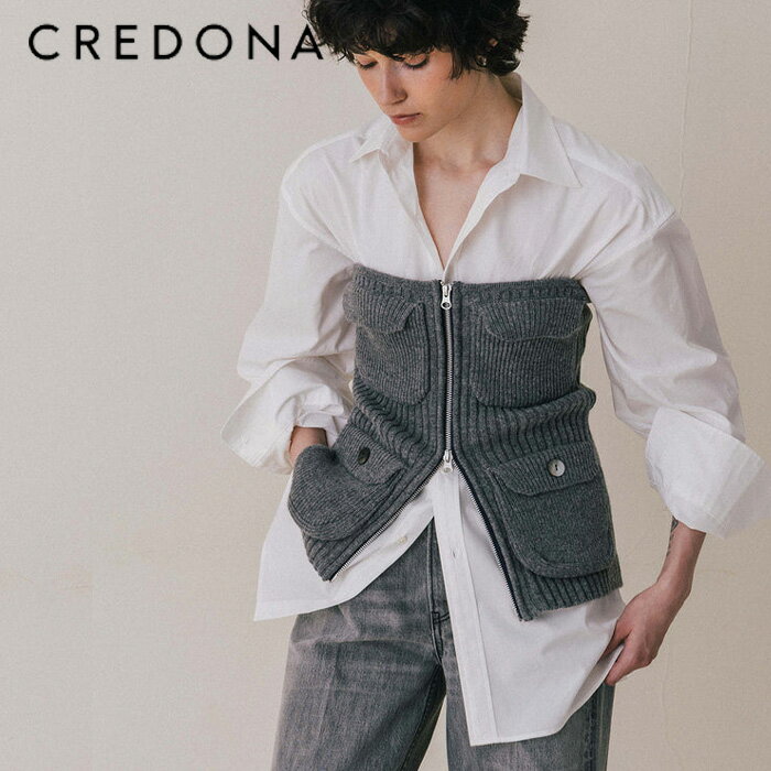 【即納】【2025秋冬新作】CREDONA クレドナ MILITALY KNIT BUSTIER ミリタリーニットビスチェ ミリタリー ニットビスチェ ニット ビスチェ ベスト ニットベスト レイヤード 重ね着 ベア ベアトップ トップス レディース 秋冬 秋 レディースのサムネイル