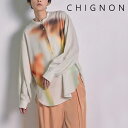 【予約】【12月上旬~中旬入荷予定】CHIGNON シニヨン オリジナル柄シャツ オリジナル柄 プリント プリント柄 シャツ ブラウス ロングシャツ ロングブラウス 柄シャツ プリントシャツ ロング ロング丈 1456-440