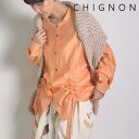 【予約】【12月上旬~中旬入荷予定】CHIGNON シニヨン フロントドロストシャツ フロントドロスト シャツ ブラウス ロングシャツ ロングブラウス バンドカラー スタンドカラー ロング ロング丈 きれいめ カジュアル 1556-427
