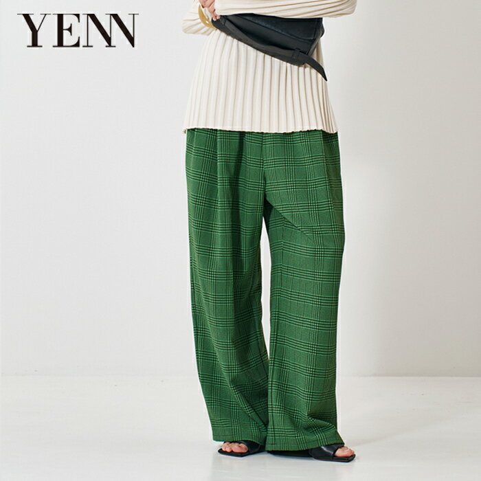 【予約】【2月上旬～中旬入荷予定】YENN イエン PLAID TUCK EASY PT チェック柄タックイージーパンツ チェック チェック柄 ワイドパンツ イージーパンツ チェックパンツ サッカーパンツ ワイド パンツ ロングパンツ ウエストゴム Y261-31008のサムネイル
