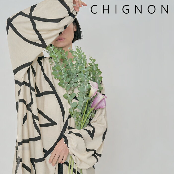 【予約】【2月上旬～中旬入荷予定】CHIGNON シニヨン ラインプリントシャツワンピース ラインプリント ..