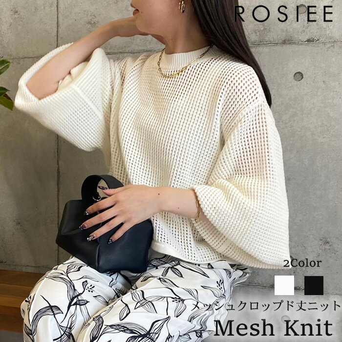 楽天Premiereプレミエール（旧C.lime）【30％OFF セール SALE】ROSIEE ロージー メッシュクロップド丈ニット メッシュニット メッシュ ニット ショート丈ニット ショートニット メッシュトップス トップス プルオーバー レディース 春夏 春 クロップド丈 ショート ショート丈 ゆったり レイヤード 重ね着