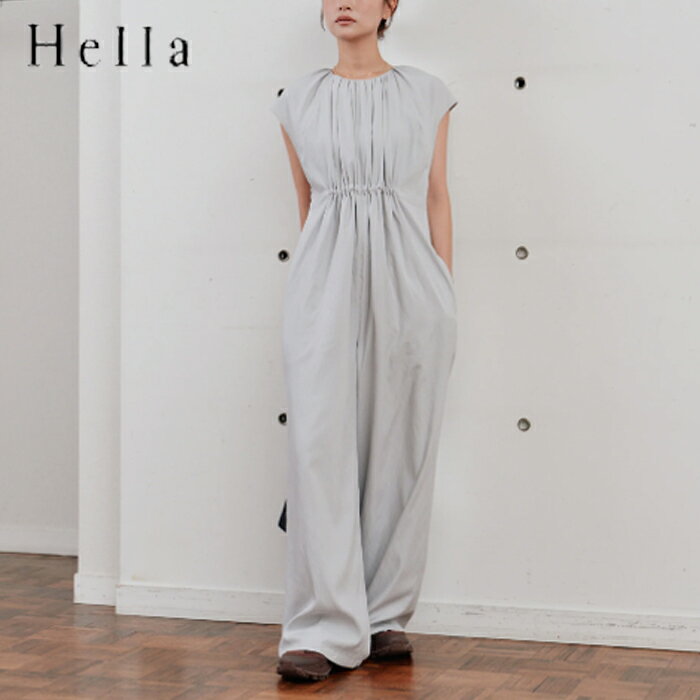 【予約ポイント10倍】【予約】【5月下旬~6月上旬入荷予定】Hella ヘラ gather neck combinaison ギャザーネックコンビネゾン ギャザーネック コンビネゾン サロペット オールインワン ジャンプスーツ パンツスーツ ワイドパンツ ワンピース レディース