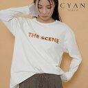 【即納】【2025秋冬新作】CYAN tokyo シアントウキョウ チュールスリーブロゴL/S T ロゴ ロゴプリント Tシャツ ロングTシャツ ロンT ロゴロンT ロゴロングTシャツ チュールスリーブ トップス カットソー レイヤード 重ね着 レディース 秋冬 秋 箔プリント