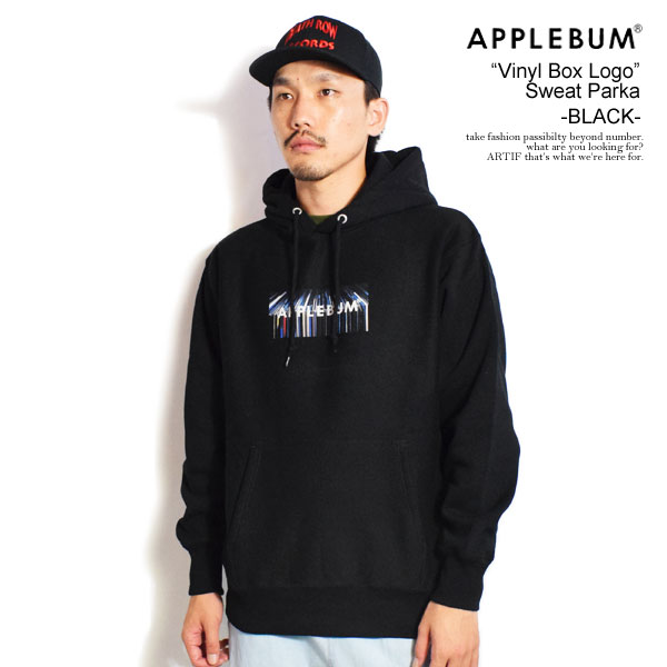 アップルバム パーカー APPLEBUM “Vinyl Box Logo” Sweat Parka -BLACK- メンズ プルオーバー スウェット ヘビーウェイト 送料無料 ストリート