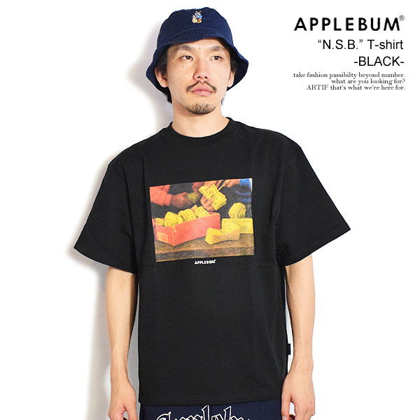 乐天商城 - アップルバム Tシャツ APPLEBUM “N.S.B.” T-shirt 12oz -BLACK- メンズ 半袖 ヘビーオンス 送料無料 ストリート