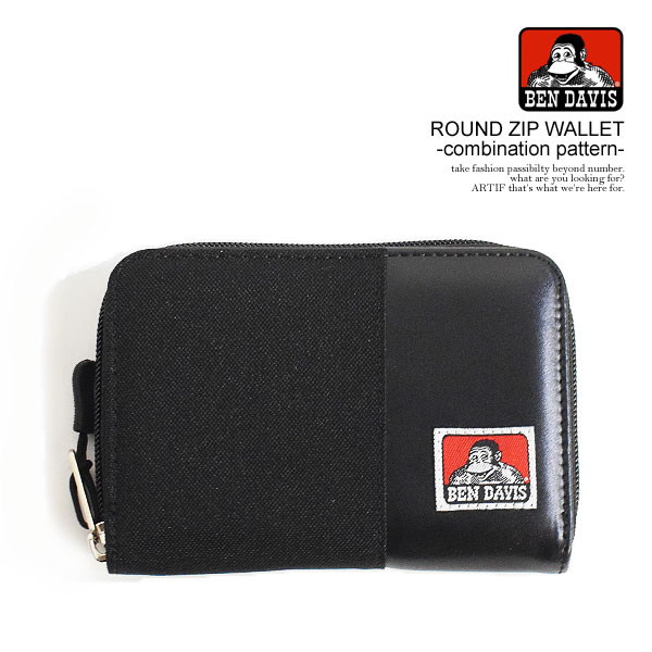 楽天CRESCENT LOTUSベンデイビス 二つ折り財布 BEN DAVIS ROUND ZIP WALLET -combination pattern- メンズ 財布 フェイクレザー ストリート