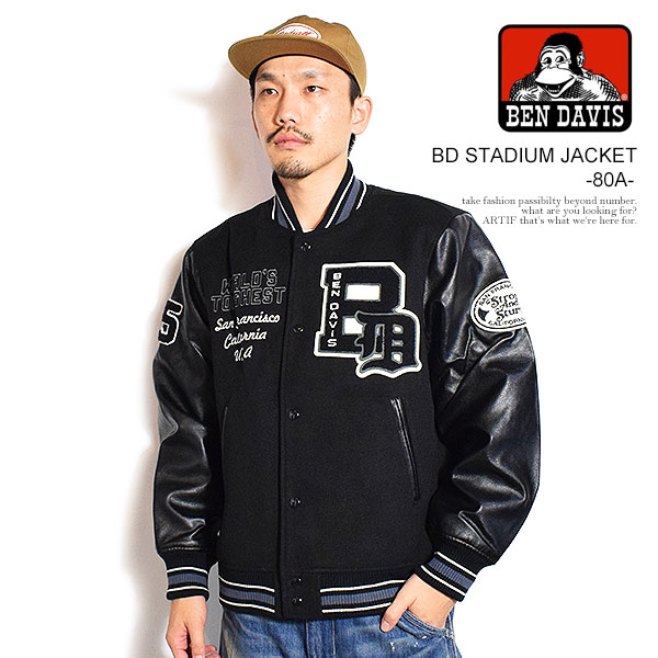 乐天商城 - ベンデイビス ジャケット BEN DAVIS BD STADIUM JACKET -80A- メンズ スタジャン アワードジャケット フェイクメルトン 送料無料 ストリート