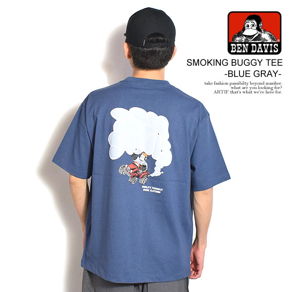 乐天商城 - 30％OFF SALE セール ベンデイビス Tシャツ BEN DAVIS SMOKING BUGGY TEE -BLUE GRAY- メンズ 半袖Tシャツ オーバーサイズ ストリート