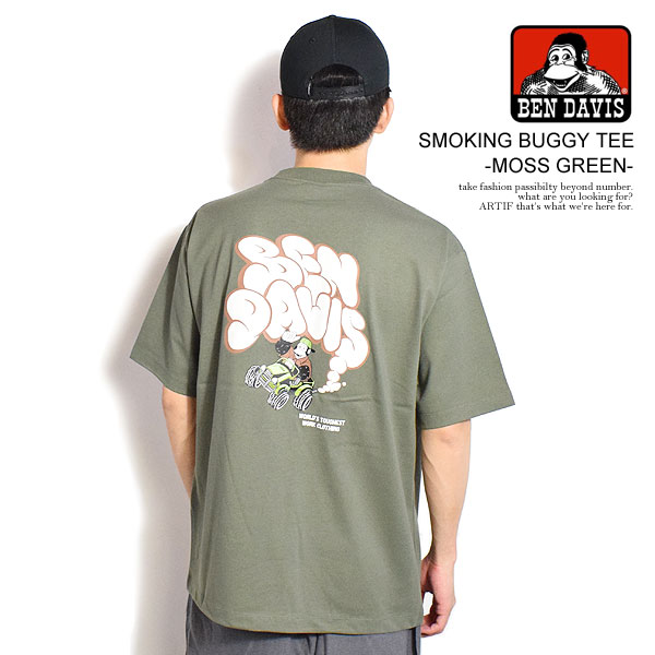 乐天商城 - 30％OFF SALE セール ベンデイビス Tシャツ BEN DAVIS SMOKING BUGGY TEE -MOSS GREEN半袖Tシャツ オーバーサイズ ストリート